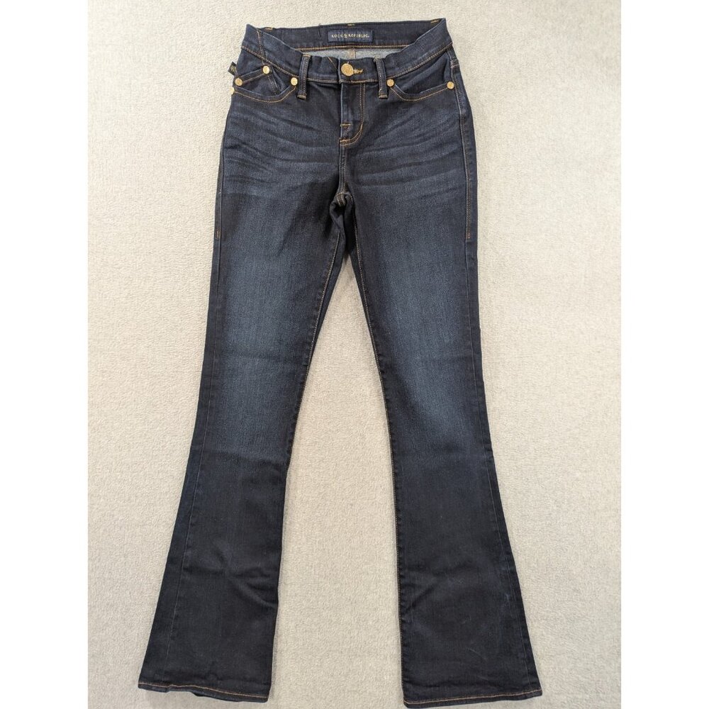 Rock Republic Jeans Womens Size 4 Blue Kendra Curvy Bootcut Whiskers Dark Wash